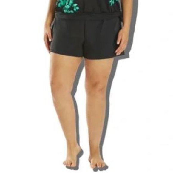 NWT Azul by Maxine of Hollywood Solid Black Swim Short NEW Plus Size 16W - Picture 1 of 14